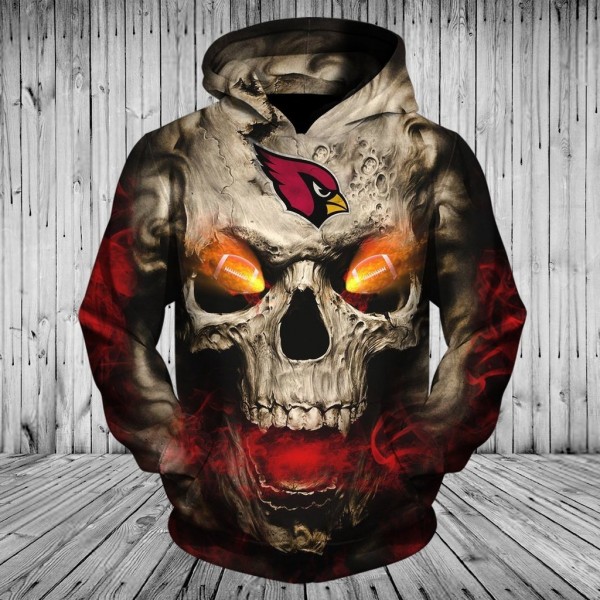 Arizona Cardinals 3D Hoodie Skull Sweatshirt