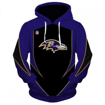 Baltimore Ravens 3D Hoodie Blue Black