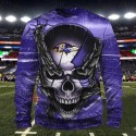 Baltimore Ravens 3D Hoodie Skull Sweatshirts