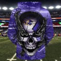 Baltimore Ravens 3D Hoodie Skull Sweatshirts