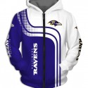 Baltimore Ravens 3D Hoodie White Blue Sweatshirt