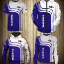 Baltimore Ravens 3D Hoodie White Blue Sweatshirt