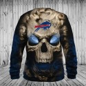 Buffalo Bills 3D Hoodie Gray Blue Skull