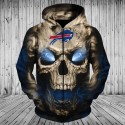 Buffalo Bills 3D Hoodie Gray Blue Skull