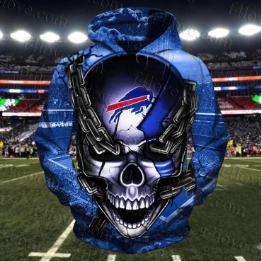 Buffalo Bills 3D Hoodie Skull Sweatshirt