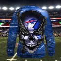 Buffalo Bills 3D Hoodie Skull Sweatshirt