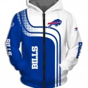 Buffalo Bills 3D Hoodie White Blue Jacket