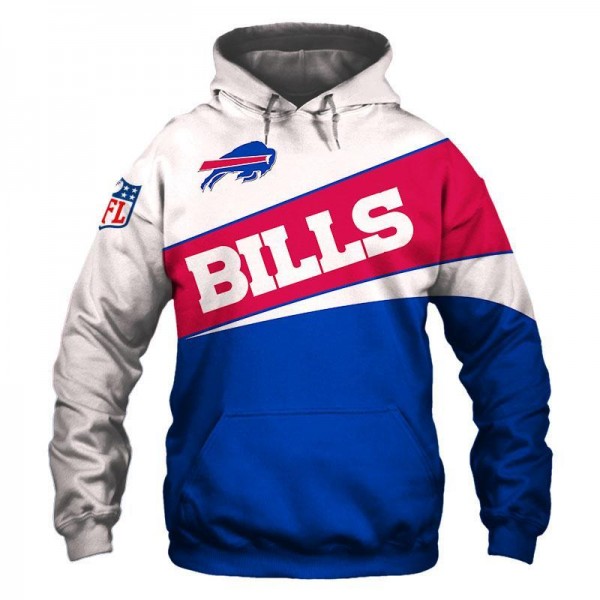 Buffalo Bills 3D Hoodie White Blue Sweatshirt