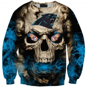 Carolina Panthers 3D Sweater Skull