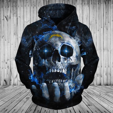 Chargers Hoodie 3D Sky Skull