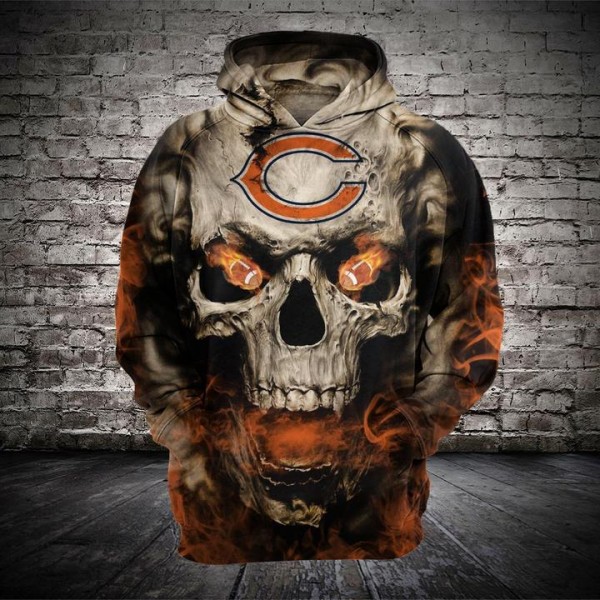 Chicago Bears 3D Hoodie Unique Skull