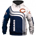 Chicago Bears 3D Hoodie White Blue Sweatshirt
