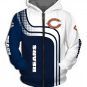 Chicago Bears 3D Hoodie White Blue Sweatshirt