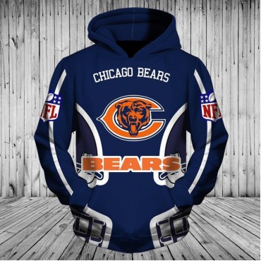 Chicago Bears Hoodie 3D Blue