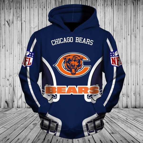 Chicago Bears Hoodie 3D Blue