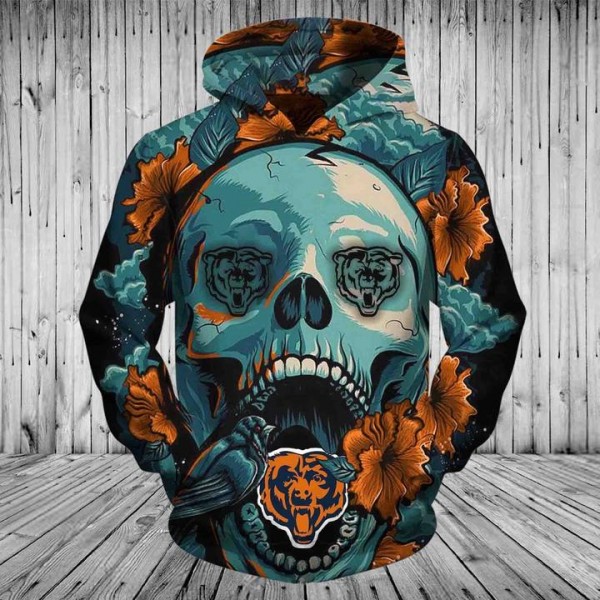 Chicago Bears Hoodie 3D Flowers