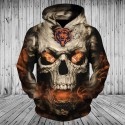 Chicago Bears Hoodie 3D Skull Fire