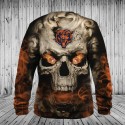 Chicago Bears Hoodie 3D Skull Fire