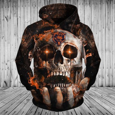 Chicago Bears Hoodie 3D Skull