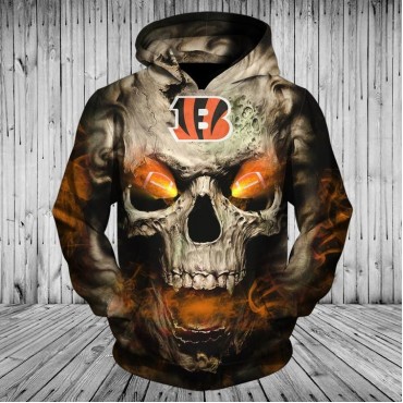 Cincinnati Bengals 3D Hoodie Skull Sweatshirt