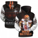 Cleveland Browns 3D Hoodie Black White Jacket