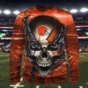 Cleveland Browns 3D Hoodie Chain Skull Sweatshirt