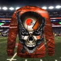 Cleveland Browns 3D Hoodie Chain Skull Sweatshirt