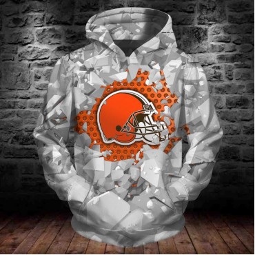 Cleveland Browns 3D Hoodie Gray Sweatshirt