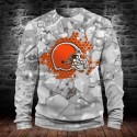 Cleveland Browns 3D Hoodie Gray Sweatshirt