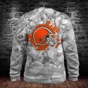 Cleveland Browns 3D Hoodie Gray Sweatshirt