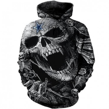 Dallas Cowboys 3D Hoodie Black Skull