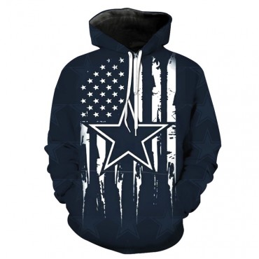 Dallas Cowboys 3D Hoodie Blue Flag2