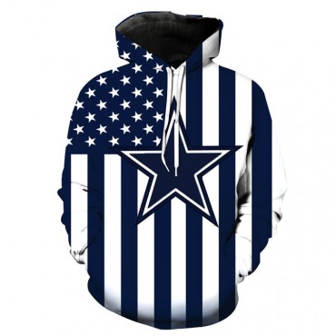 Dallas Cowboys 3D Hoodie Blue Flag