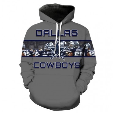Dallas Cowboys 3D Hoodie Gray