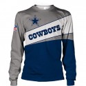 Dallas Cowboys 3D Hoodie Gray and Blue