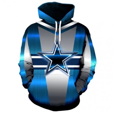 Dallas Cowboys 3D Hoodie Metallic Blue
