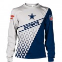 Dallas Cowboys 3D Hoodie White Blue Net