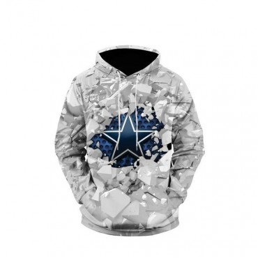 Dallas Cowboys 3D Hoodie White Bricks