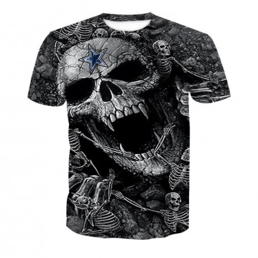 Dallas Cowboys 3D T-Shirt Black Skull