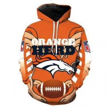 Denver Broncos 3D Hoodie Cool Orange