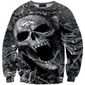 Denver Broncos 3D Hoodie Gray Skull