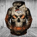 Denver Broncos 3D Hoodie Skull