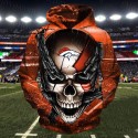 Denver Broncos 3D Hoodie Skull Gray