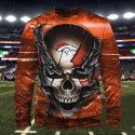 Denver Broncos 3D Hoodie Skull Gray