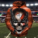 Denver Broncos 3D Hoodie Skull Gray