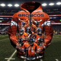 Denver Broncos 3D Hoodie Team