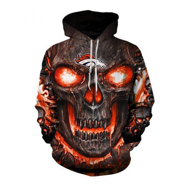 Denver Broncos 3D Hoodie Unique Hot Skull