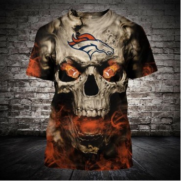 Denver Broncos 3D T-shirt Skull