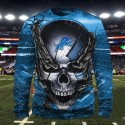 Detroit Lions 3D Hoodie Chains Skull