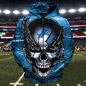 Detroit Lions 3D Hoodie Chains Skull